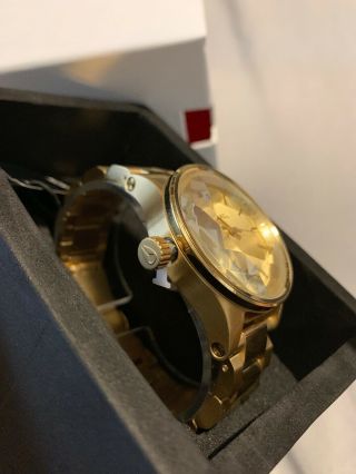 Nwt Nixon Ladies Facet 38mm Gold Tone Stainless Steel Quartz Watch A409502 $250