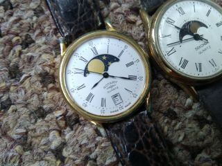 2x Gents Vintage Moonphase Watches Rotary Sekonda Spares/Repairs 2