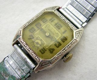 Vintage Mens Art Deco Swiss Henda Wristwatch Watch Parts Repair