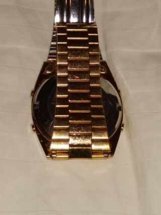 Vintage PULSAR Rare Gold Tone S.  Steel Digital Alarm Japan Y703 - 5009 Watch - Runs 3