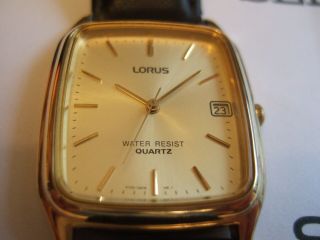 RARE Vintage Men ' s Lorus by SEIKO V732 - 5A50 Gold Plated Dress Watch 3