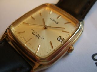 RARE Vintage Men ' s Lorus by SEIKO V732 - 5A50 Gold Plated Dress Watch 4