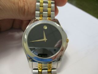 Mens Movado Corporate Exclusive 011 20 1002 9992022 Black Ss Gold Tone Watch 7.  5