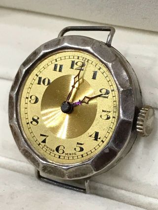 Vintage Antique 1929 Pre WW2 Silver Trench Military Style Watch 925 Joblot 3