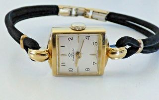 Vintage Omega Ladies Watch 18k Yellow Gold Square Case,