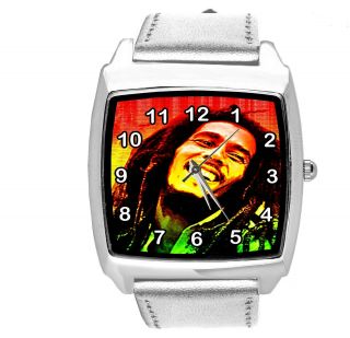 Bob Marley Jamaica Reggae Rasta Soul Silver Leather Music Square Cd Dvd Watch E2