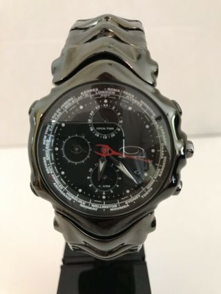Oakley Stealth Gmt Stainless Steel Mens Watch - Black Band W/ Black Face - Rare