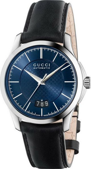 Gucci G - Timeless Automatic Blue Dial Black Leather Men 