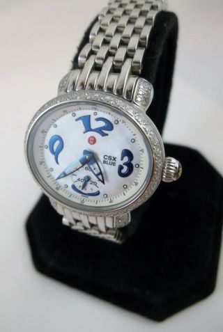 And Stunning Michele Csx Blue 148 Diamond Watch Mw03f01 $1500