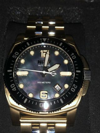 Nfw Shumate Diver 10813 9015 Automatic Black Mop Dial Gold Dlc And Ss
