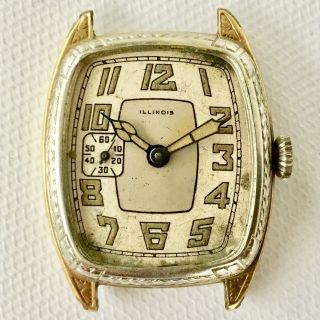 Rare C.  1920s Vintage Illinois “marquis” Two - Tone 14k Gold - Filled Art Deco Watch