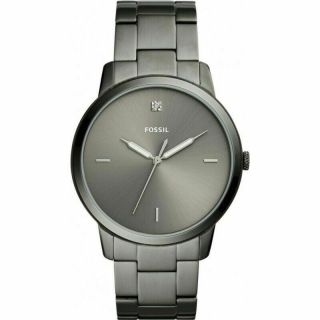 Nwt Fossil Fs5456 Diamond Accent Smoke Stainless Steel 44mm Men 