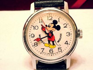 Vintage - Rare Bradley " Mickey - Mouse " Moving - Hands Mechanical Mens Watch