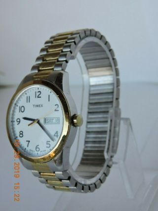 Timex Expansion Indiglo men ' s two tone white dial quartz watch WR30M 2