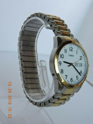 Timex Expansion Indiglo men ' s two tone white dial quartz watch WR30M 3