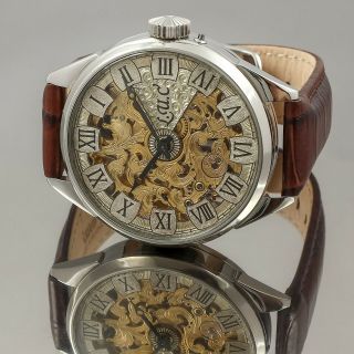 Louis Ulysse Chopard L.  U.  C Movem Swiss Watch Hand Engraved Silver Dial 49 Mm