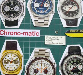 705 Escape Wheel & Pinion.  1970s Chrono - Matic Breitling Heuer Cal.  11,  12,  14,  7740