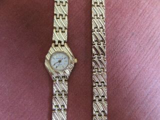 Pierre Nicol Ladies Gold Tone Quartz Dress Watch & Bracelet Set