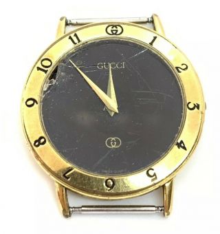 Vintage Mens Auth.  Gucci Quartz 3000m Gold Plated Wrist Watch - Parts Repairs
