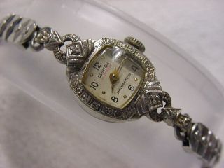 Vintage Gold Fd Antique Art Deco Lady Clinton Diamond Watch