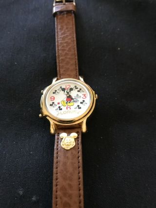 Vintage Musical Mickey Mouse Quartz Watch By Lorus Brown Logo Band