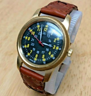 Vintage Type A - D Gold Tone Military Style Analog Quartz Watch Hours Battery