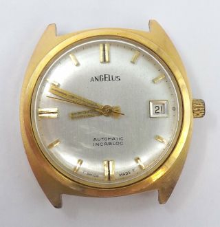 Running Vintage Angelus Automatic Swiss 21j 33mm Mens Wrist Watch W/ Date Q3
