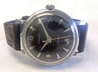 Vintage Timex Marlin Self Wind Automatic Mechanical Watch Black Dial 36mm Mens