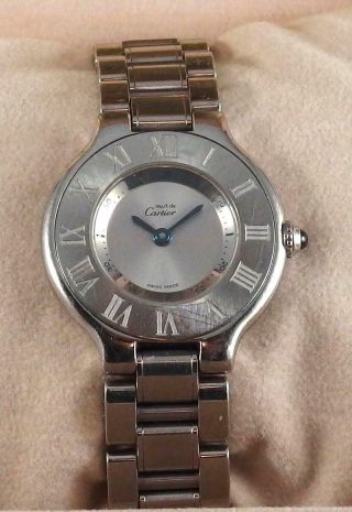 Must De Cartier 21 Model 1340 Stainless Steel Ladies Wristwatch