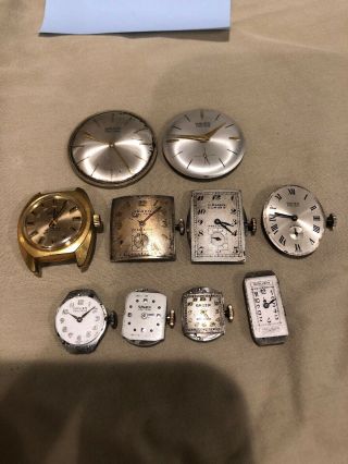 Vintage Gruen Watch Faces And Parts 10 Watches