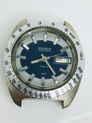 Vintage Benrus Electronic Citation Swiss Divers Watch Day Date 2