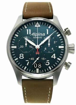 Alpina Startimer Pilot Quartz Chronograph Big Date Mens Watch Al - 372n4s6