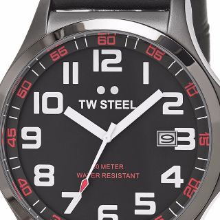 TW Steel Men ' s Pilot Grey Dial Grey Leather Strap Quartz Titanium Watch TW420 3