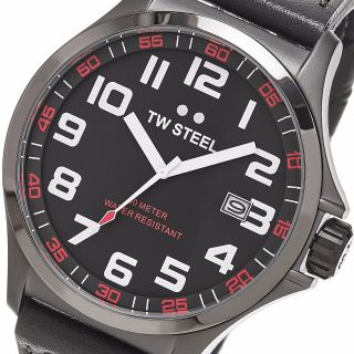TW Steel Men ' s Pilot Grey Dial Grey Leather Strap Quartz Titanium Watch TW420 4