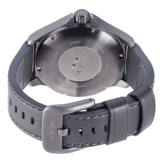 TW Steel Men ' s Pilot Grey Dial Grey Leather Strap Quartz Titanium Watch TW420 5