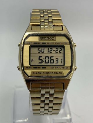 Vintage Seiko Gold Men’s Digital Lcd A904 - 5199 Alarm Chronograph Watch Lc
