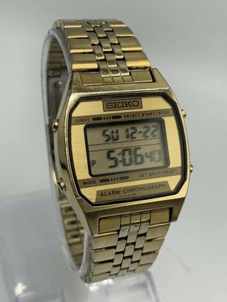 Vintage Seiko Gold Men’s Digital LCD A904 - 5199 Alarm Chronograph Watch LC 2