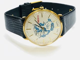Vintage Pyramid Map Of Greece Men’s Quartz Wrist Watch N.  O.  S From The 80s (2400m)