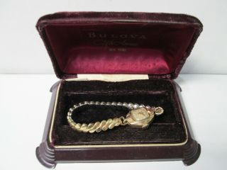 Vintage Bulova 10k Gold Plated Running Ladies Watch With Box