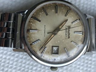 Vintage BULOVA AEROJET Stainless Steel Automatic M7 1967 Watch Patina / Tropical 3