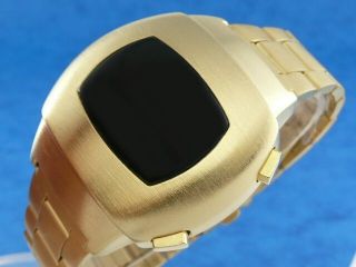 Gold 1970s Vintage Style Led Lcd Digital Rare Retro Mens Watch 12 & 24 Hour P3