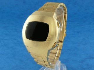 GOLD 1970s Vintage Style LED LCD DIGITAL Rare Retro Mens Watch 12 & 24 hour p3 2