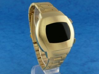 GOLD 1970s Vintage Style LED LCD DIGITAL Rare Retro Mens Watch 12 & 24 hour p3 4