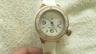 Swiss Legend Neptune White Poly Case,  RoseGold Accents,  White Band Watch. 8