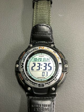 Casio Worldtime Sgw - 100b 3157 5 Alarm Digital Compass Twin Sensor Watch