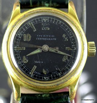 Rare Wwii - Era Rolex Oyster Centregraph 3478 Black Dial Gold Filled Case
