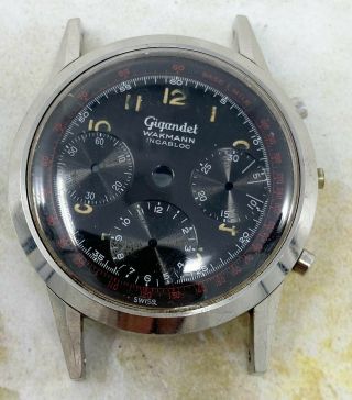 Vintage Gigandet Wakmann Chronograph Watch For Parts/repair Case Dial Hands Only