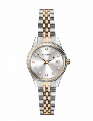 Sekonda Ladies Serenity Stainless Steel & Rose Gold Watch Crystal Set Dial 2763