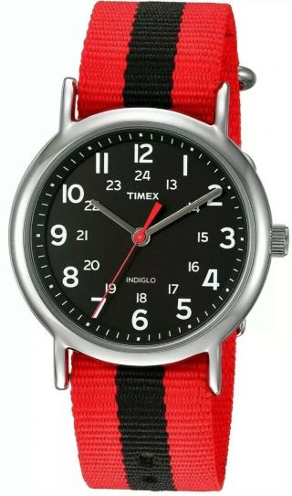 Timex Unisex Weekender 38mm Watch Red/black Stripe - Box