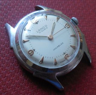 Vintage 1940s Lanco 17 Jewels Nos Swiss Watch Running Wristwatch